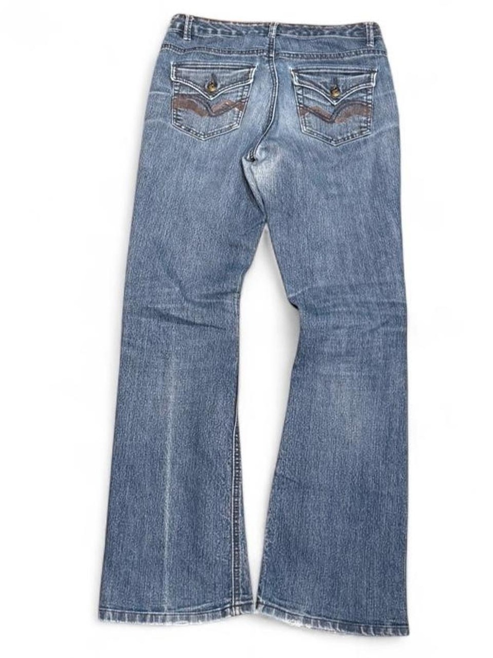 Y2K Nine West Embroidered Flap Faded Low Rise Bootcut Jeans